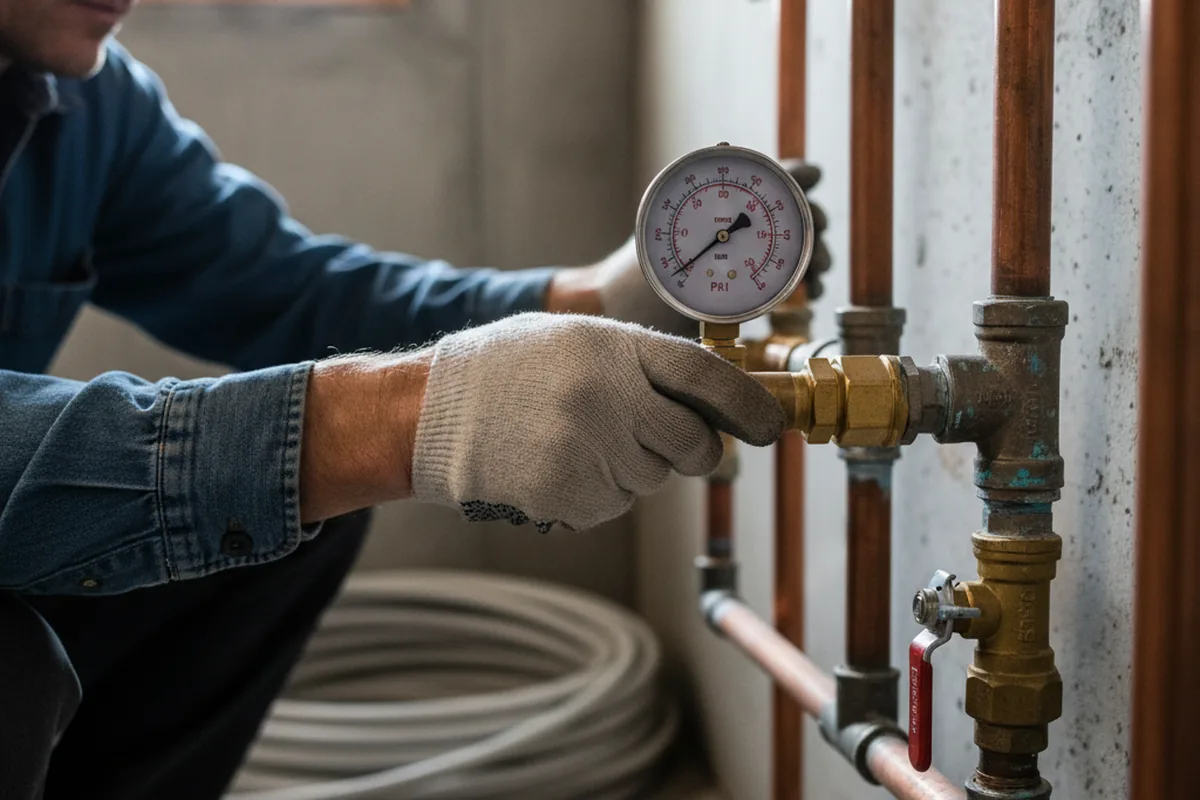 Pressure testing a repaired line during Water Line Repair in Bypro